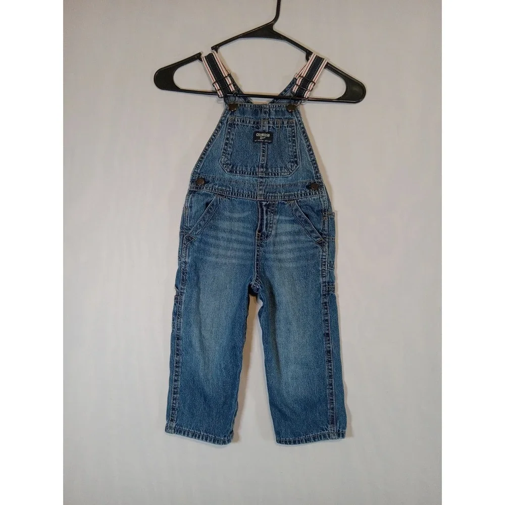 OshKosh B'gosh Toddler 24M Denim Overalls Blue Carpenter Adjustable Straps